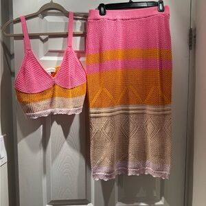 Colorful Knit Women's Skirt and top